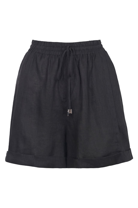 Linen Black Shorts