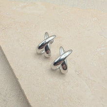 Load image into Gallery viewer, Silver Criss Cross Earrings