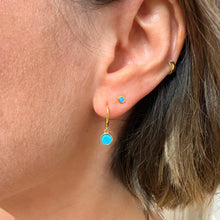 Load image into Gallery viewer, Turquoise Gold Charm Huggies