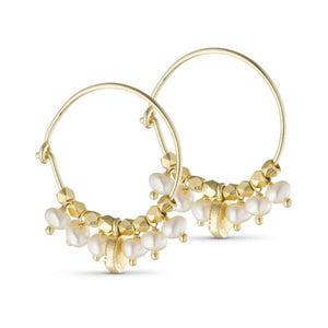 Pearl Gem Stone Hoops