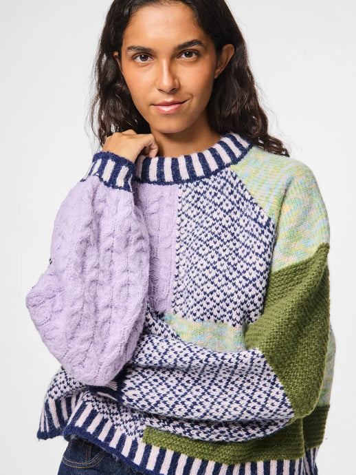 Patchwork High Neck Knit