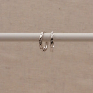 Silver Marquise Huggie Hoops