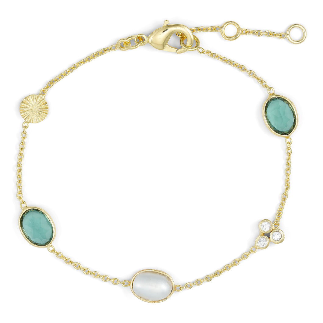 Green & Pearl Stone Bracelet