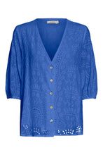 Load image into Gallery viewer, Broderie Anglais Cobalt Blouse