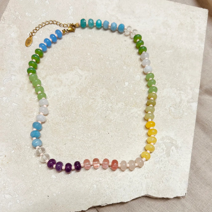 Rainbow Pastel Beaded Necklace