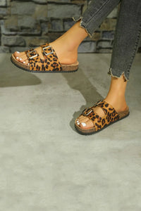 Leopard Double Buckle Sandals