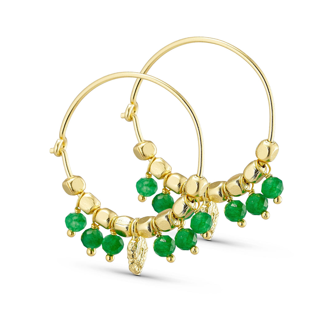 Jade Gem Stone Hoops