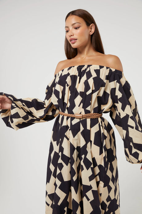 Abstract Bardot Dress
