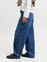Load image into Gallery viewer, Indigo Mid Waist Barrel Leg Jeans
