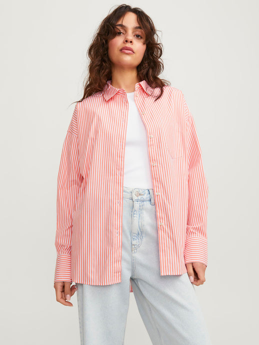 Peach Stripe Poplin Shirt