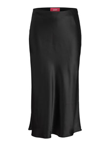 Black Satin Midi Skirt