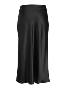 Black Satin Midi Skirt