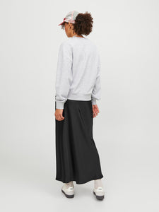 Black Satin Midi Skirt