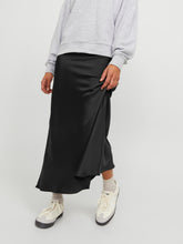 Load image into Gallery viewer, Black Satin Midi Skirt