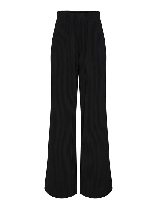 High Waist Wide Leg Ribbed Trousers