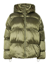 Load image into Gallery viewer, Metallic Olive Puffer Coat