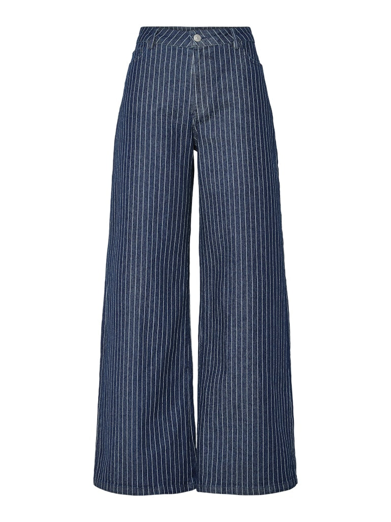 Wide Leg Pinstripe Jeans