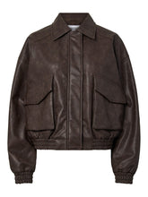 Load image into Gallery viewer, Faux Leather Bomber
