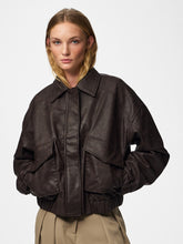 Load image into Gallery viewer, Faux Leather Bomber