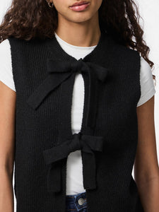 Black Knitted Bow Vest
