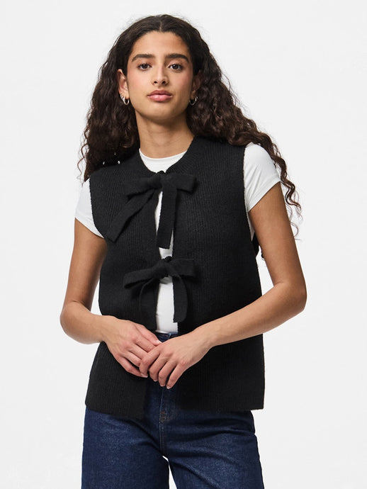 Black Knitted Bow Vest