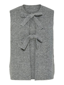 Grey Knitted Bow Vest
