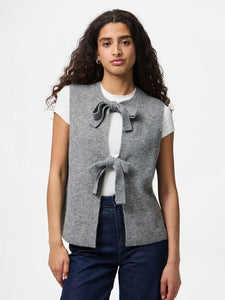 Grey Knitted Bow Vest