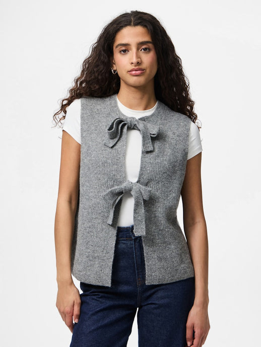Grey Knitted Bow Vest