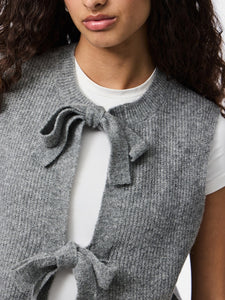 Grey Knitted Bow Vest