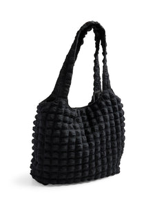 Black Waffle Shopper Bag
