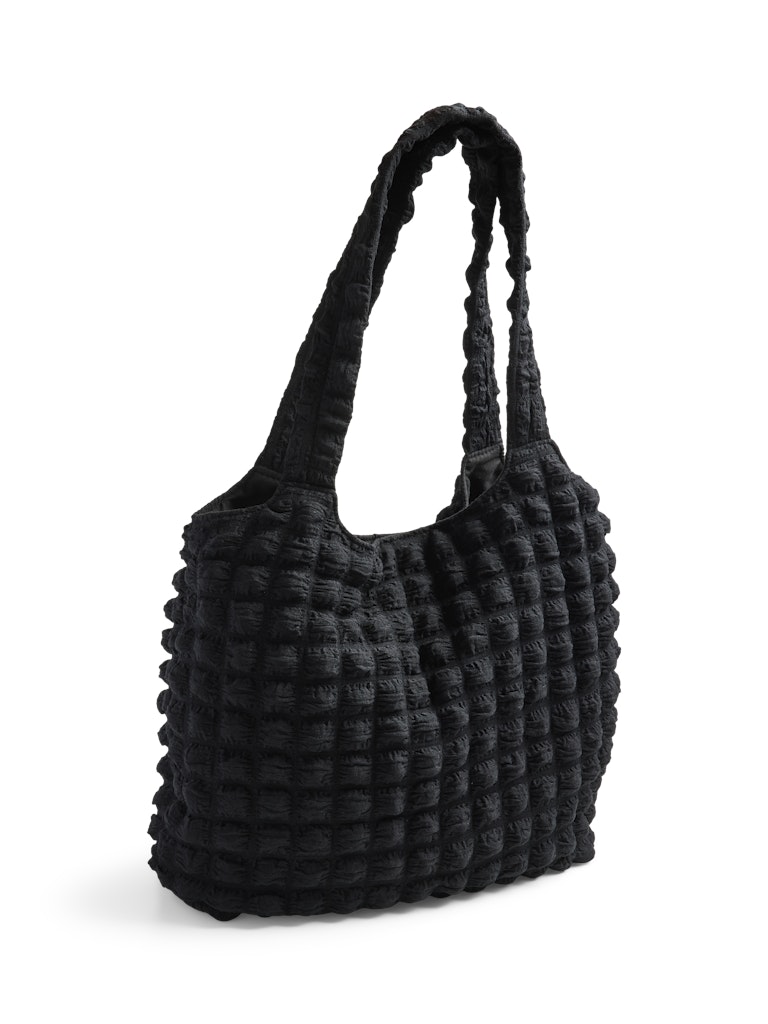 Black Waffle Shopper Bag