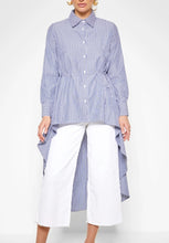 Load image into Gallery viewer, Asymmetric Blue Striped Shirt