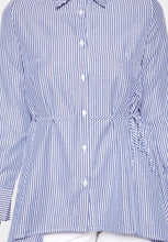 Load image into Gallery viewer, Asymmetric Blue Striped Shirt