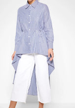 Load image into Gallery viewer, Asymmetric Blue Striped Shirt