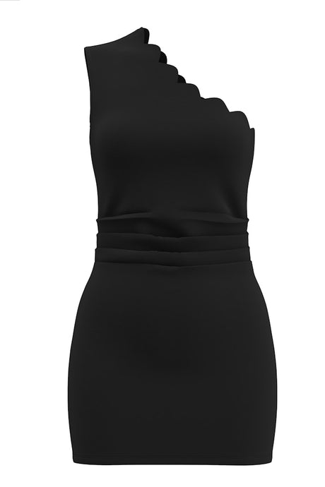 Scallop One Shoulder Dress