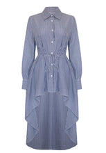 Load image into Gallery viewer, Asymmetric Blue Striped Shirt