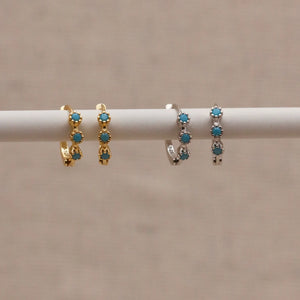Turquoise Silver Huggies
