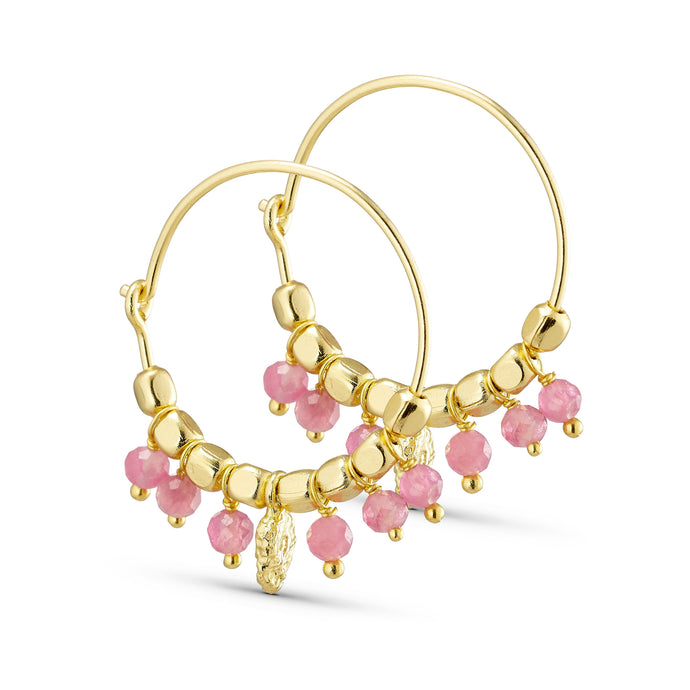 Pink Gemstone Hoops