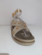 Load image into Gallery viewer, Gold Studded Cross Sandals