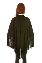 Load image into Gallery viewer, Faux Suede Fringe Cape
