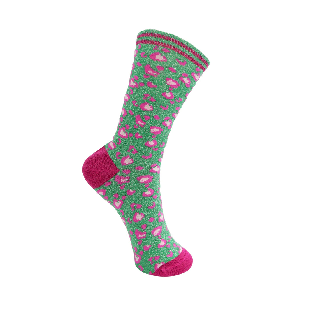 Leopard Glitter Socks