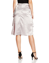 Load image into Gallery viewer, Silver Pleat Satin Skirt