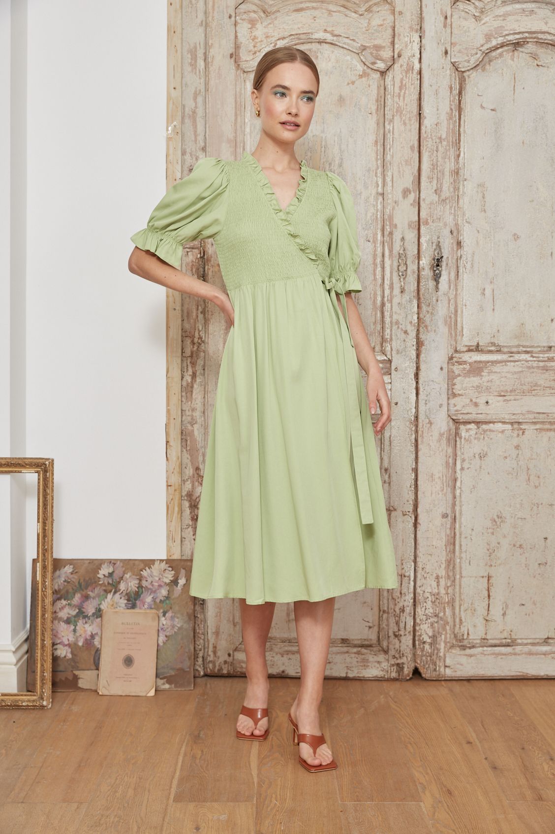 Knee length wrap dress uk top