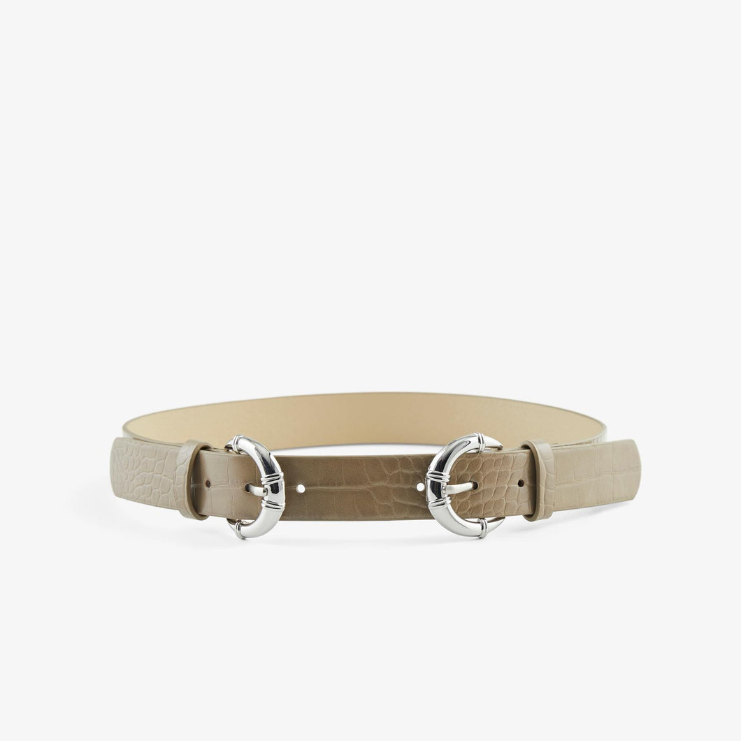 Double Buckle Croc Belt