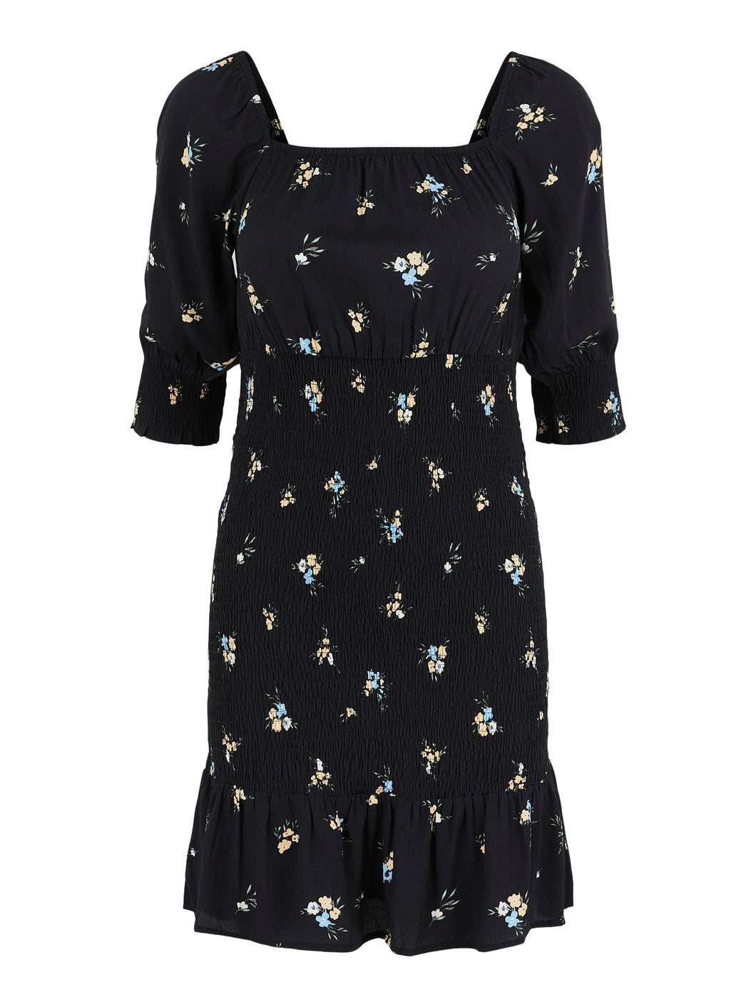 Floral Shirred Mini Dress