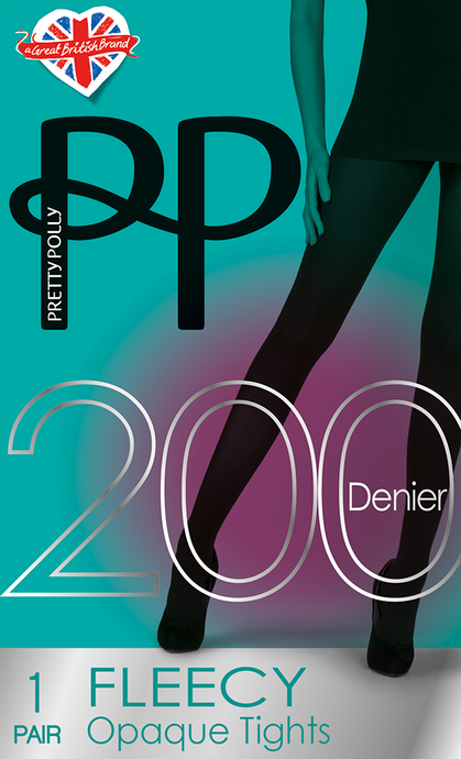 200 Denier Black Fleecey Opaque Tights