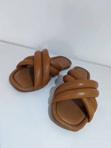 Brown Leather Padded Sandals