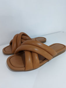 Brown Leather Padded Sandals