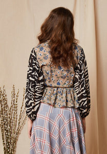 Zebra Floral Wrap Blouse