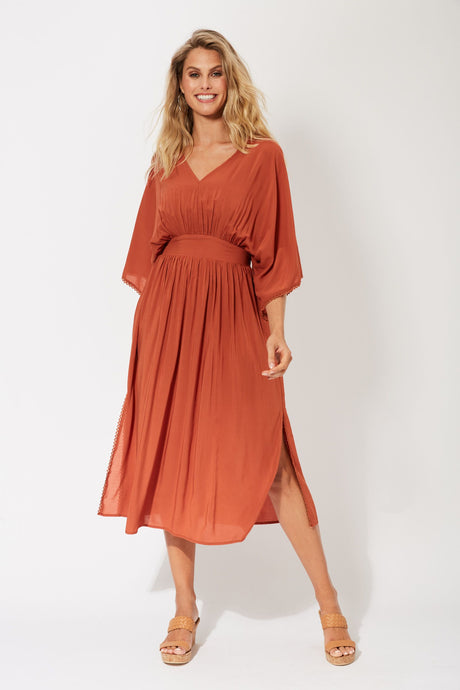 Rust Batwing Dress